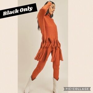 Black! Black 2 Piece Top & Knit Leggings